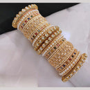 Lucentarts Jewellery Gold Plated Kundan And Crystal Stone Pearl Bangles Set