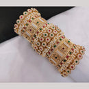 Lucentarts Jewellery Gold Plated Kundan And Pearl Bangles Set