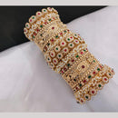 Lucentarts Jewellery Gold Plated Kundan And Pearl Bangles Set