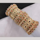 Lucentarts Jewellery Gold Plated Kundan And Pearl Bangles Set