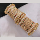 Lucentarts Jewellery Gold Plated Kundan And Pearl Bangles Set