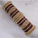 Lucentarts Jewellery Gold Plated Kundan Stone And Pearl Acrylic Bangles Set