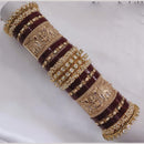 Lucentarts Jewellery Gold Plated Kundan Stone And Pearl Acrylic Bangles Set