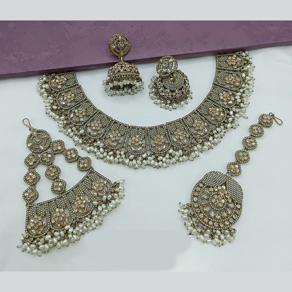 Lucentarts Jewellery Austrian Stone Pearl And Beads Necklace Set