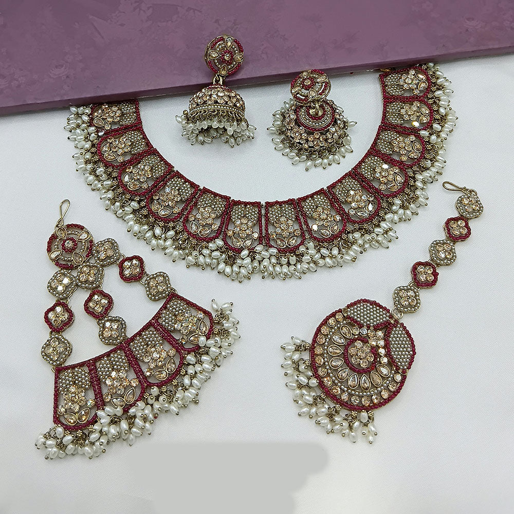 Lucentarts Jewellery Austrian Stone Pearl And Beads Necklace Set