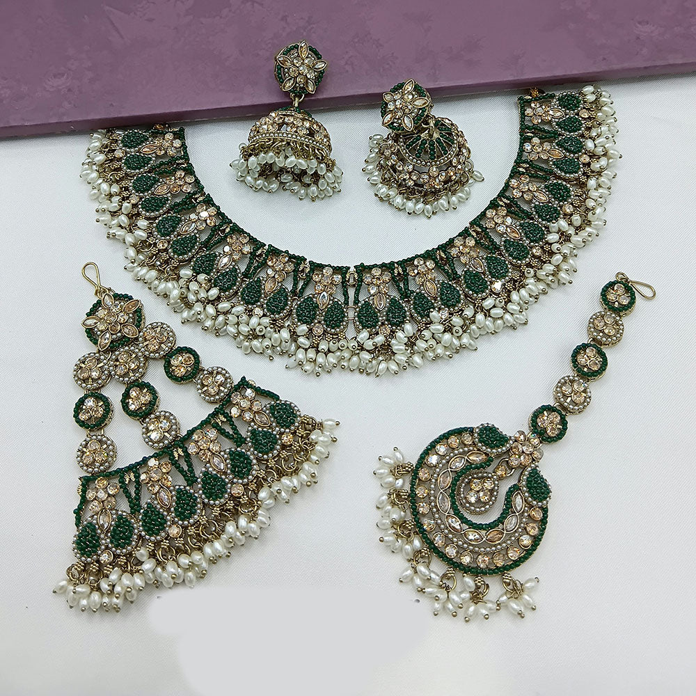 Lucentarts Jewellery Austrian Stone Pearl And Beads Necklace Set