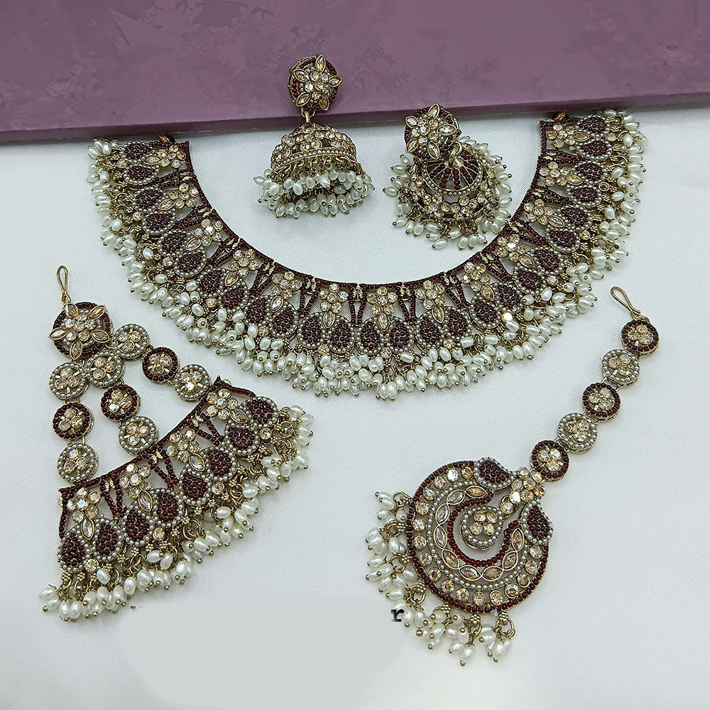 Lucentarts Jewellery Austrian Stone Pearl And Beads Necklace Set