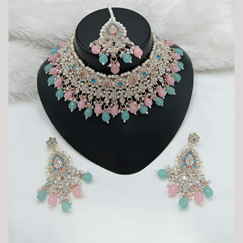 Lucentarts Jewellery Austrian Stone Beads And Pearl Choker Necklace Set