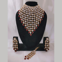 Lucentarts Jewellery Gold Plated Kundan Stone Pearls And Beads Choker Necklace Set