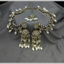 Lucentarts Jewellery Gold Plated Kundan Stone And Pearls Jhumki Earrings with Mangtikka