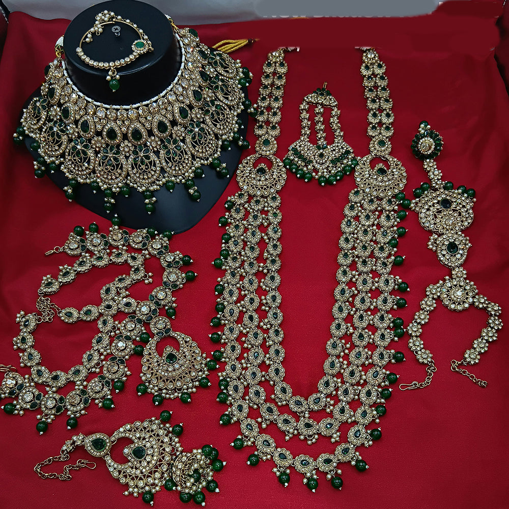 Lucentarts Jewellery Gold Plated Austrian And Crystal  Stone Beads Bridal Set