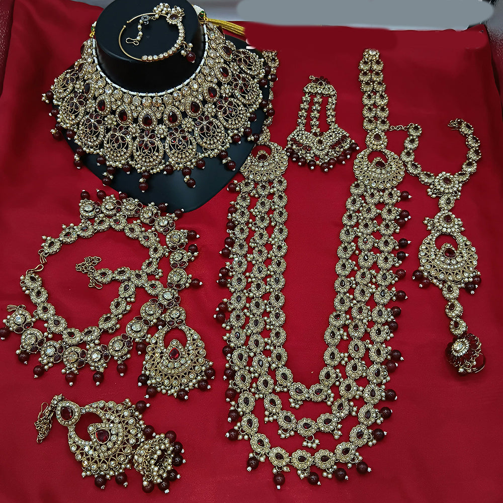 Lucentarts Jewellery Gold Plated Austrian And Crystal  Stone Beads Bridal Set