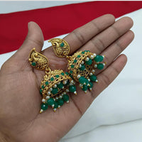 Lucentarts Jewellery Gold Plated Pota Stone And Pearl Jhumki Earrings
