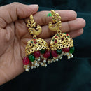 Lucentarts Jewellery Gold Plated Pota Stone And Pearl Jhumki Earrings