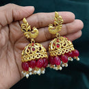 Lucentarts Jewellery Gold Plated Pota Stone And Pearl Jhumki Earrings