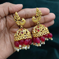 Lucentarts Jewellery Gold Plated Pota Stone And Pearl Jhumki Earrings