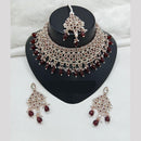 Lucentarts Jewellery Rose Gold Plated Austrain Stone And Beads Choker Necklace Set