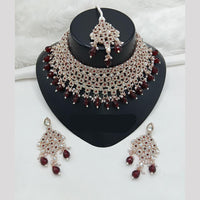 Lucentarts Jewellery Rose Gold Plated Austrain Stone And Beads Choker Necklace Set