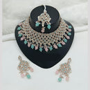 Lucentarts Jewellery Rose Gold Plated Austrain Stone And Beads Choker Necklace Set