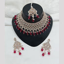 Lucentarts Jewellery Rose Gold Plated Austrain Stone And Beads Choker Necklace Set