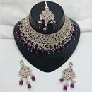 Lucentarts Jewellery Rose Gold Plated Austrain Stone And Beads Choker Necklace Set