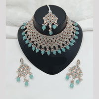 Lucentarts Jewellery Rose Gold Plated Austrain Stone And Beads Choker Necklace Set