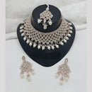 Lucentarts Jewellery Rose Gold Plated Austrain Stone And Beads Choker Necklace Set