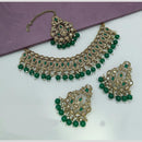 Lucentarts Jewellery Gold Plated Crystal Stone And Beads Choker Necklace Set 