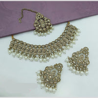 Lucentarts Jewellery Gold Plated Crystal Stone And Beads Choker Necklace Set