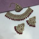 Lucentarts Jewellery Gold Plated Crystal Stone And Beads Choker Necklace Set