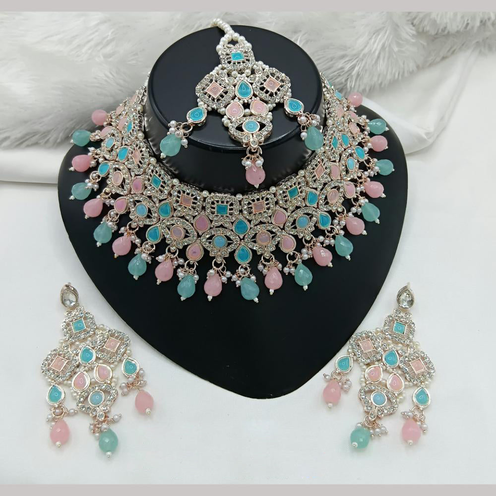 Lucentarts Jewellery Austrian Stone Beads And Pearl Choker Necklace Set