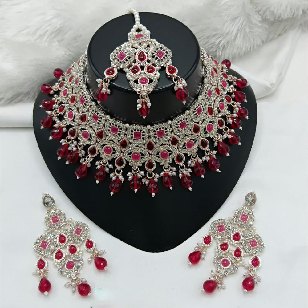 Lucentarts Jewellery Austrian Stone Beads And Pearl Choker Necklace Set