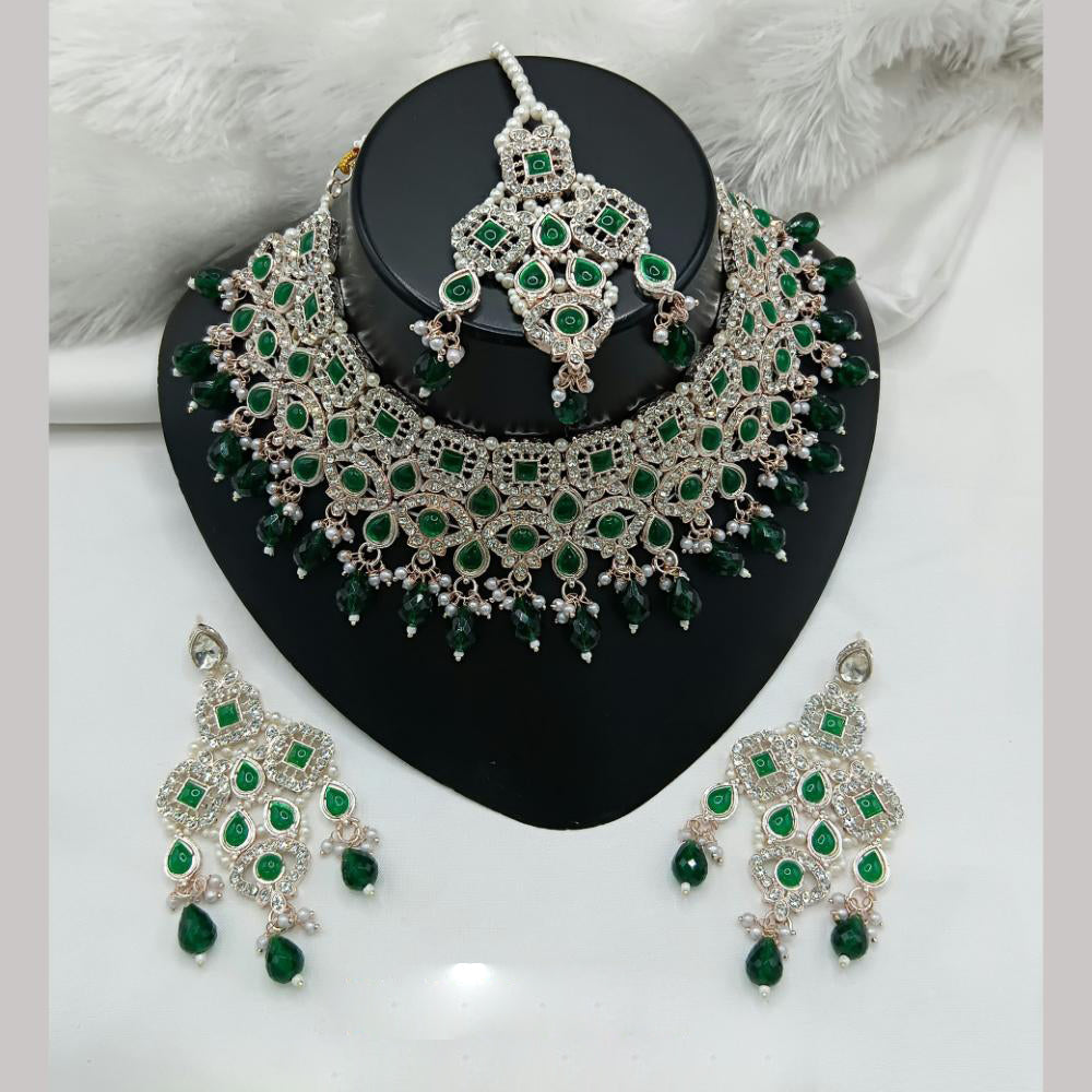 Lucentarts Jewellery Austrian Stone Beads And Pearl Choker Necklace Set