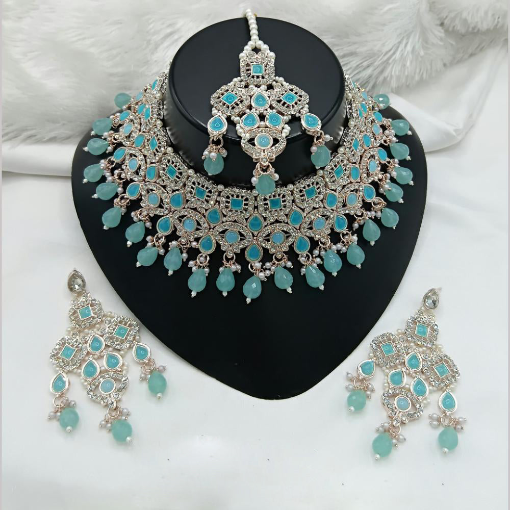 Lucentarts Jewellery Austrian Stone Beads And Pearl Choker Necklace Set