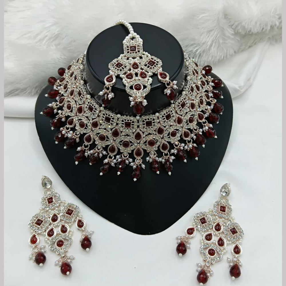 Lucentarts Jewellery Austrian Stone Beads And Pearl Choker Necklace Set