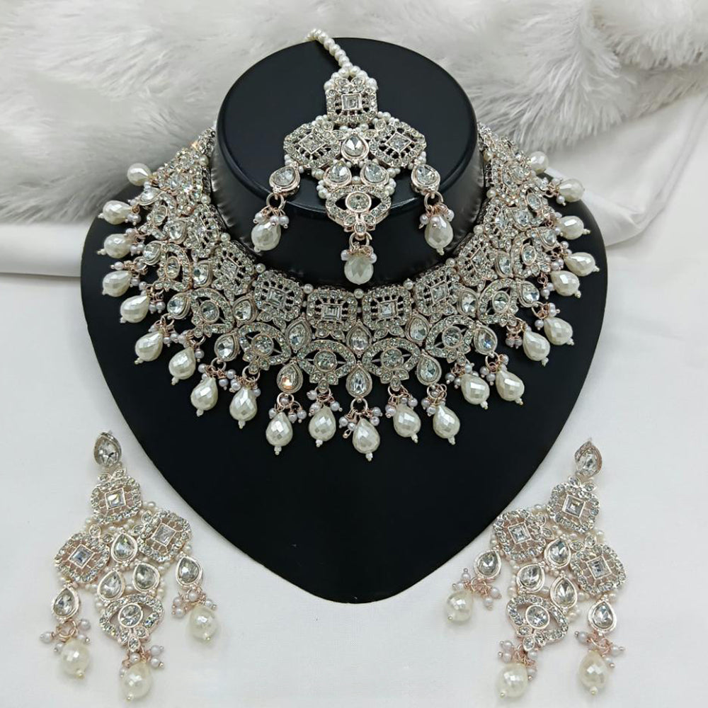 Lucentarts Jewellery Austrian Stone Beads And Pearl Choker Necklace Set