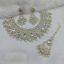Lucentarts Jewellery Gold Plated Kundan Pearl And Beads Necklace Set