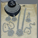 Lucentarts Jewellery Silver Plated Austrian Stone And Beads Bridal Set