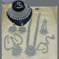 Lucentarts Jewellery Silver Plated Austrian Stone And Beads Bridal Set