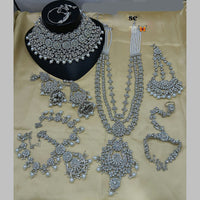 Lucentarts Jewellery Silver Plated Austrian Stone And Beads Bridal Set