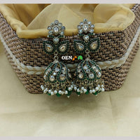 Lucentarts Jewellery Gold Plated Austrian And Pearl Jhumki Earrings