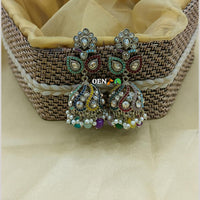 Lucentarts Jewellery Gold Plated Austrian And Pearl Jhumki Earrings