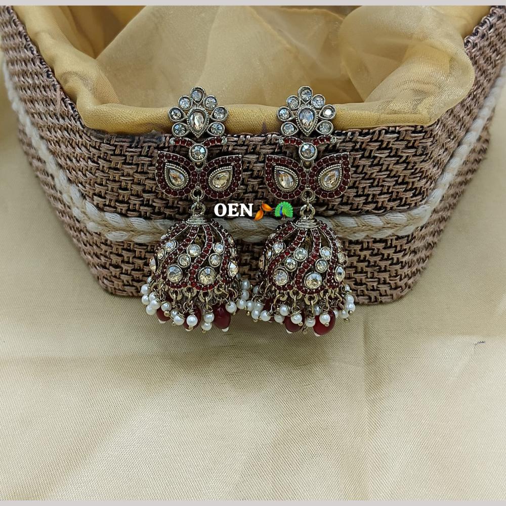 Lucentarts Jewellery Gold Plated Austrian And Pearl Jhumki Earrings