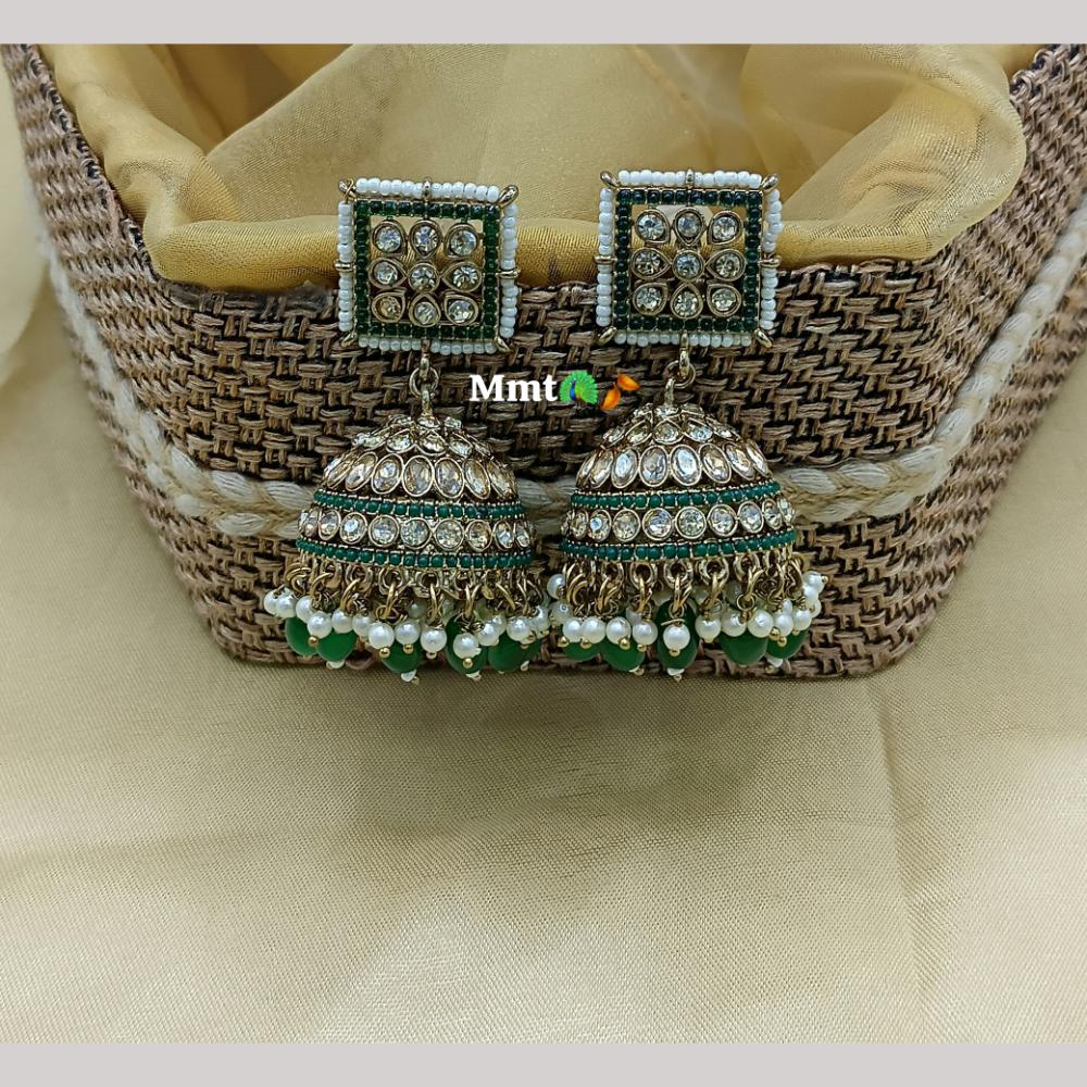 Lucentarts Jewellery Gold Plated Austrian And Pearl Jhumki Earrings