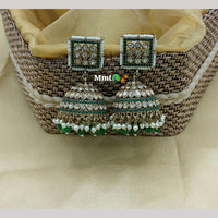 Lucentarts Jewellery Gold Plated Austrian And Pearl Jhumki Earrings