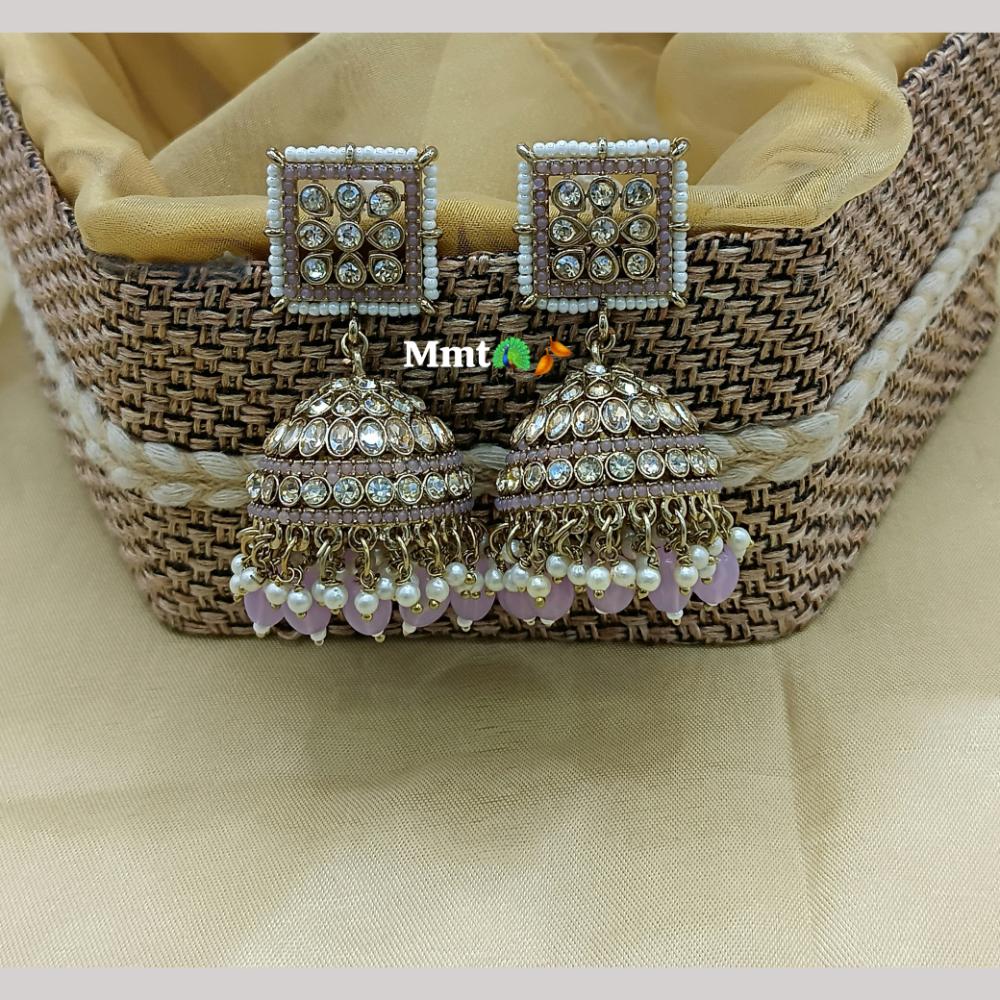 Lucentarts Jewellery Gold Plated Austrian And Pearl Jhumki Earrings