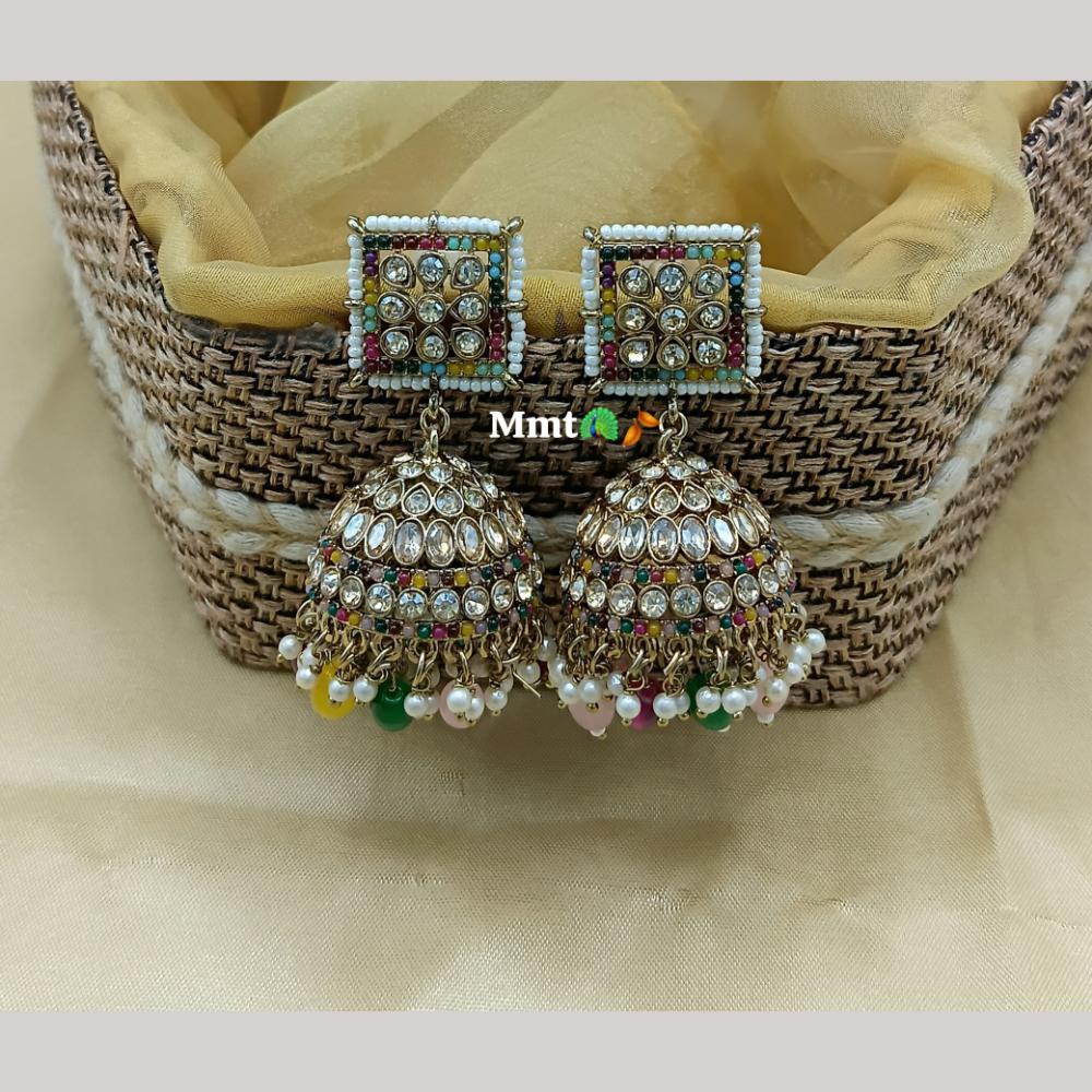 Lucentarts Jewellery Gold Plated Austrian And Pearl Jhumki Earrings