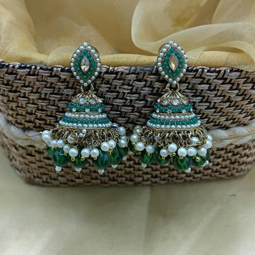 Lucentarts Ethnic Pota Stones and Pearl Jhumki Earrings