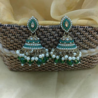 Lucentarts Ethnic Pota Stones and Pearl Jhumki Earrings 