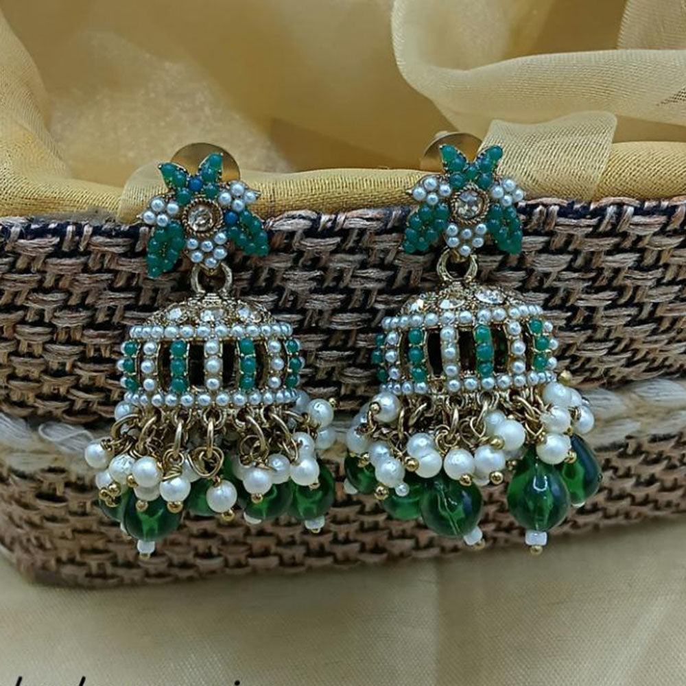 Lucentarts Ethnic Pota Stones and Pearl Jhumki Earrings